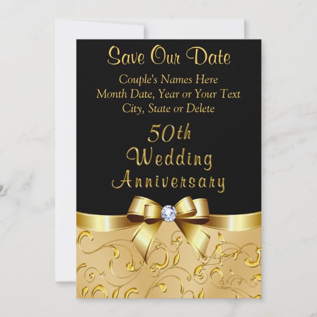 50° Aniversario del Boda GUARDAR las invitaciones  (Anverso)
