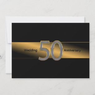 50° Aniversario del Boda - Invitación - Oro/Negro
