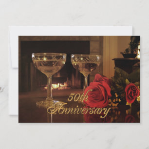 50° Aniversario Fiesta de invitación rosas de vino