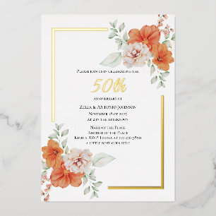 50 Aniversario Invitación a Relieve metalizado de 