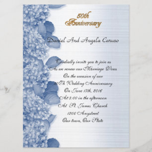 50° aniversario invitación azul hidrangea