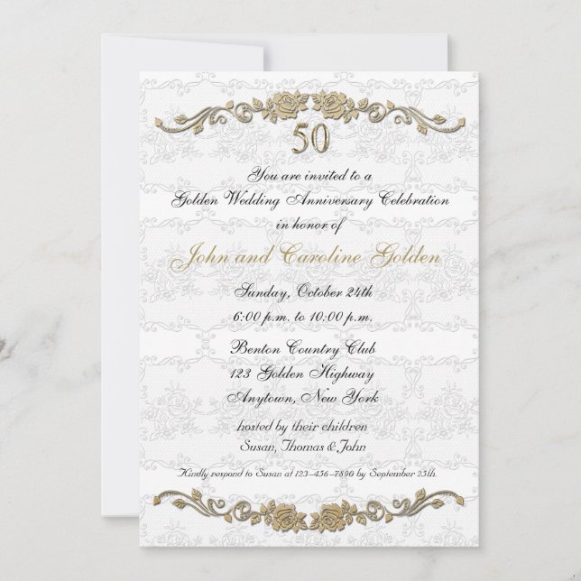 50° Aniversario Invitación blanca de la frontera R (Anverso)