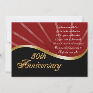 50° aniversario invitación boda oro rojo