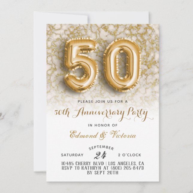 50° Aniversario Invitación floral de oro (Anverso)