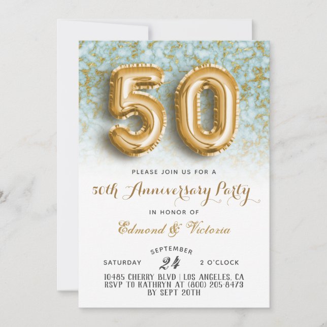 50° Aniversario Invitación floral de oro (Anverso)