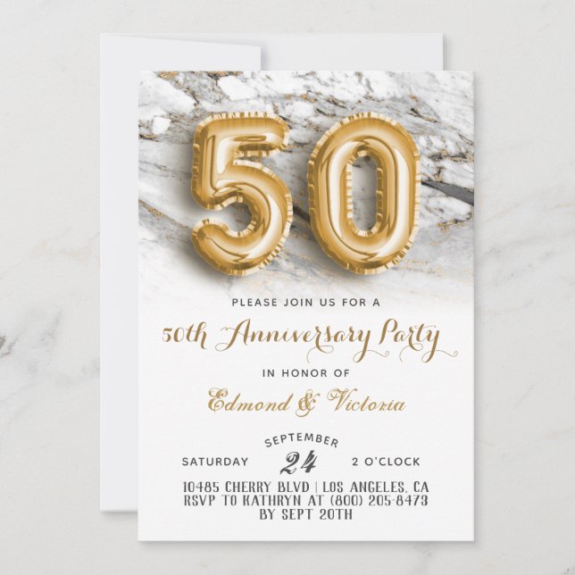 50° Aniversario Invitación floral de oro (Anverso)