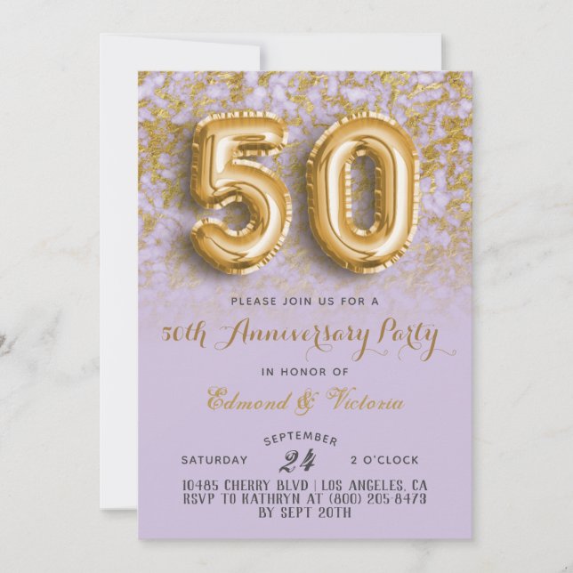 50° Aniversario Invitación floral de oro (Anverso)