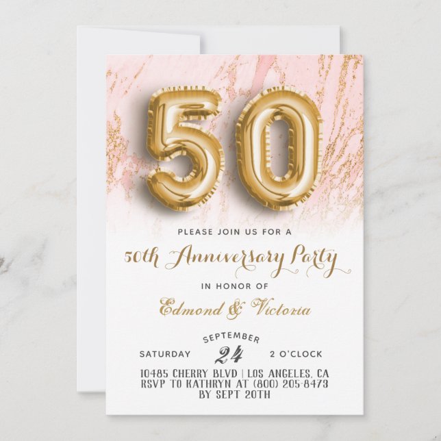 50° Aniversario Invitación floral de oro (Anverso)