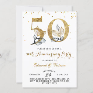 50° Aniversario Invitación floral de oro