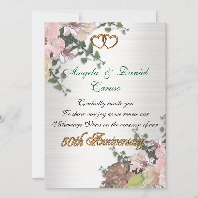 50° aniversario Invitación Flores acuáticas (Anverso)