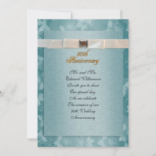 50° Aniversario invitación formal azul verde azula