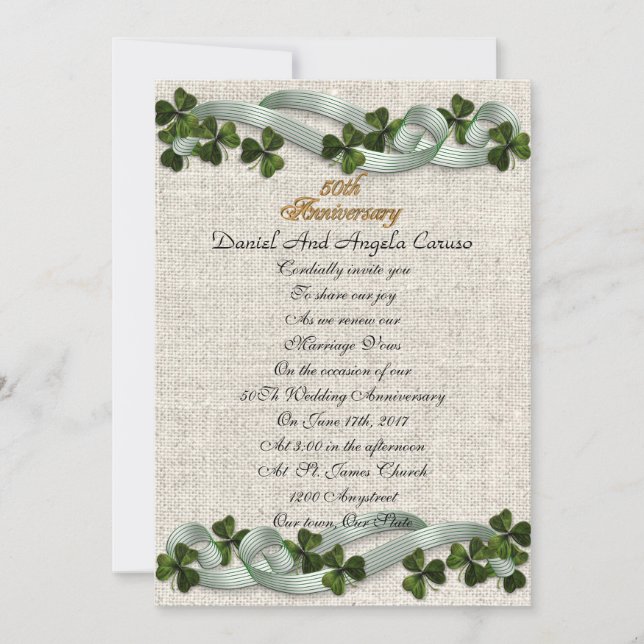 50° Aniversario Invitación Tema irlandés (Anverso)