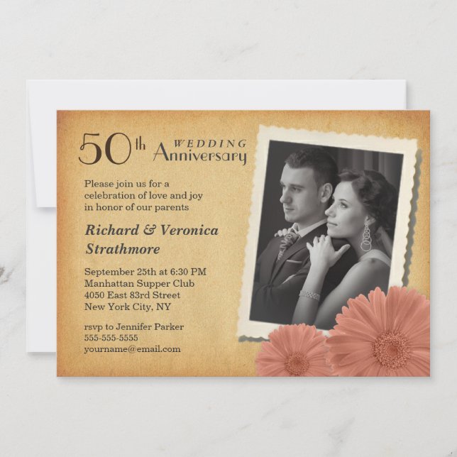 50° Aniversario Invitaciones a la fotografía de Vi (Anverso)