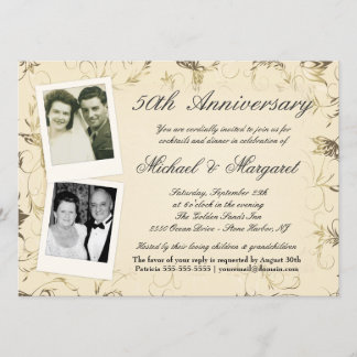 50 Aniversario - Invitaciones de Foto - Entonces y