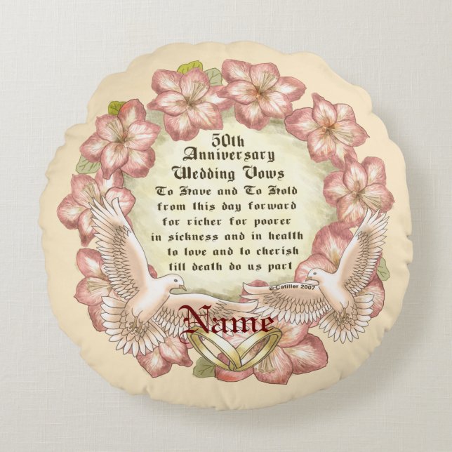 50° aniversario palomas almohada personalizado (Anverso)
