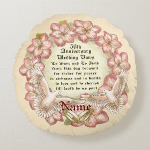 50° Aniversario palomas de almohada redonda