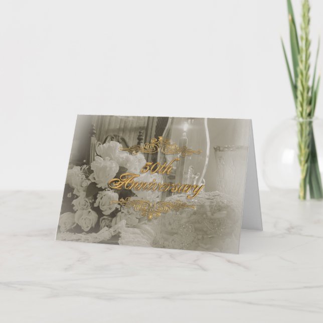 50 aniversario parte tarjeta de invitación elegant (Anverso)