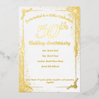 50° Aniversario Relieve metalizado Invitación