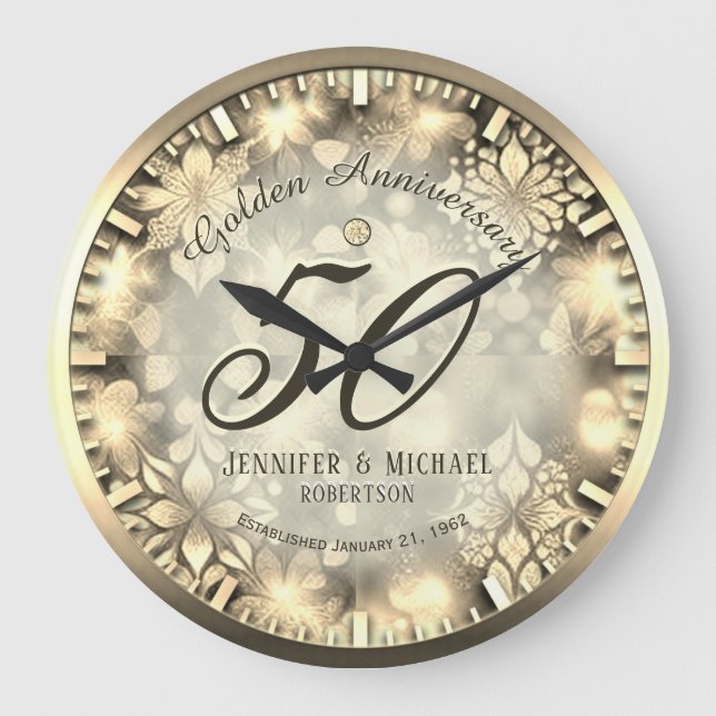 50 años Aniversario del Boda Dorado Gran Reloj (Anverso)