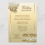 50 años de invitación<br><div class="desc">50 años juntos invitación de aniversario dorado con flores de diseño de moda y oro de lujo</div>