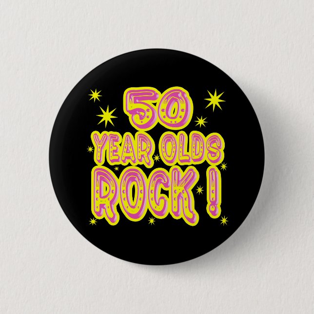 ¡50 años de la roca! Botón (rosado) (Anverso)