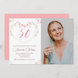 50 años invitaciones a Boho Floral Photo