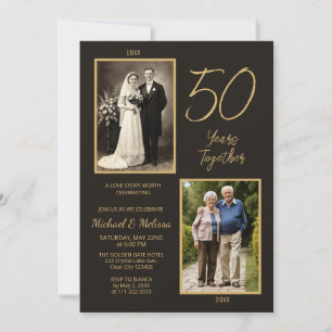 50 Años Juntos Invitación Aniversario Foto Carbón 