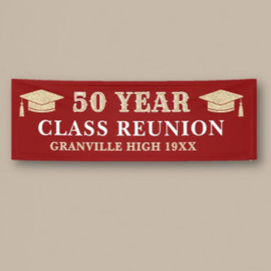 ¡50 años! pancarta de reunión de clase GRANDE de 8