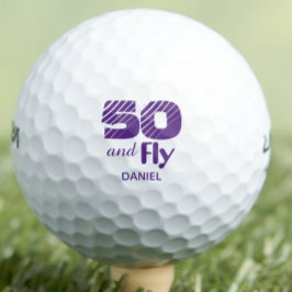 50 años personalizado de pelotas de golf y mosca