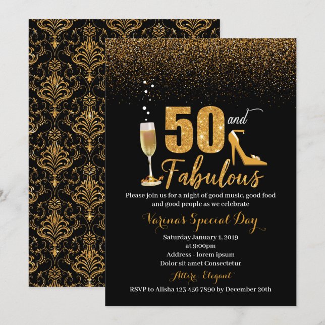 50 años y fabulosa invitación al cumpleaños de las (Anverso / Reverso)