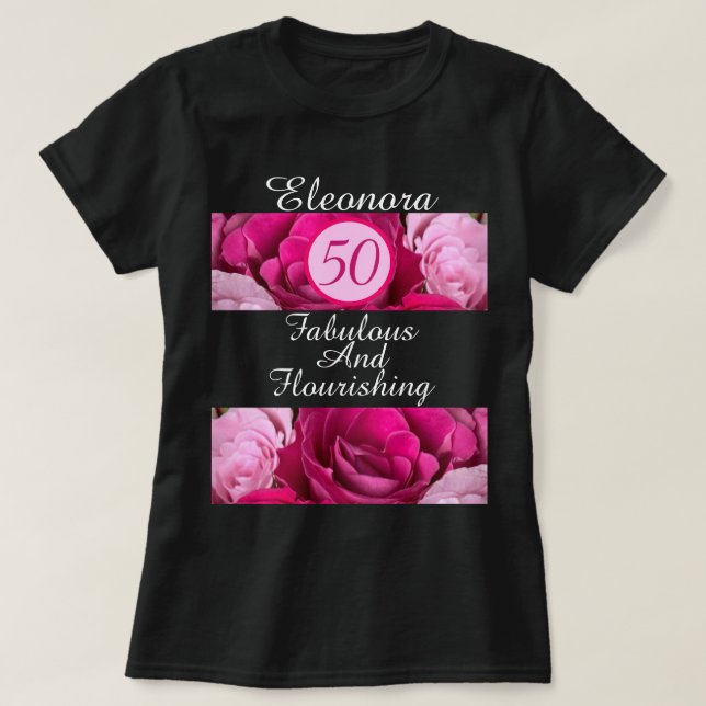 50 Camiseta negra fabulosa y floreciente Personali (Diseño del anverso)
