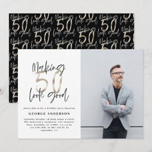 50 cumpleaños plata negra elegante moderno