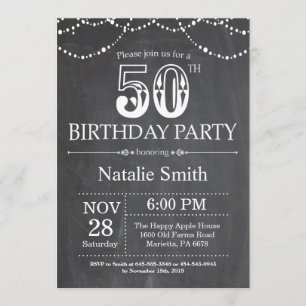 50° Día de Invitación a Chalkboard Luces de cadena