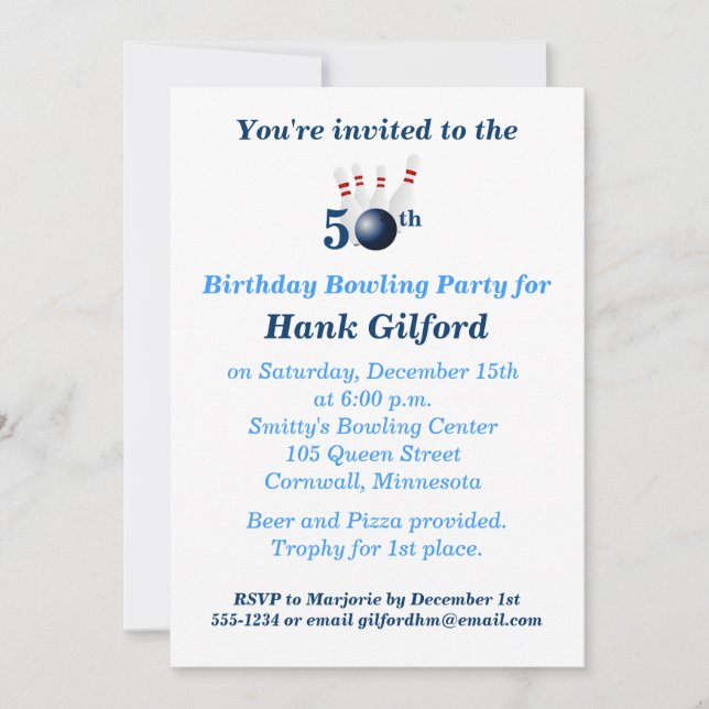 50° Encuentro de Bolos de Cumpleaños Invitación (Anverso)