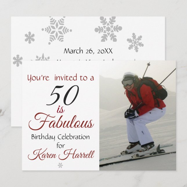 50 es Fabulosa Invitación fotográfica de cumpleaño (Anverso / Reverso)