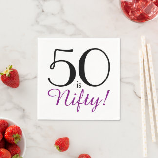 ¡50 es Nifty! 50.ª servilleta de papel de cumpleañ