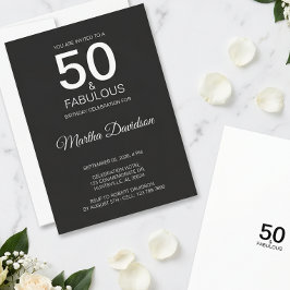 50 & Fabuloso Invitación Elegante Negra