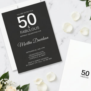 50 & Fabuloso Invitación Elegante Negra