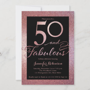 50 Fabuloso Rosa Purpurina de Oro Invitación a fie