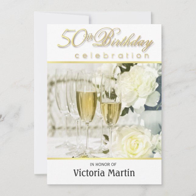 50 invitaciones a fiesta de cumpleaños - por ella (Anverso)