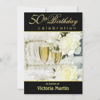 50 invitaciones a fiestas de cumpleaños - Negro y