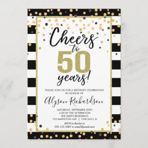 50 invitaciones de cumpleaños, confetti negro y do