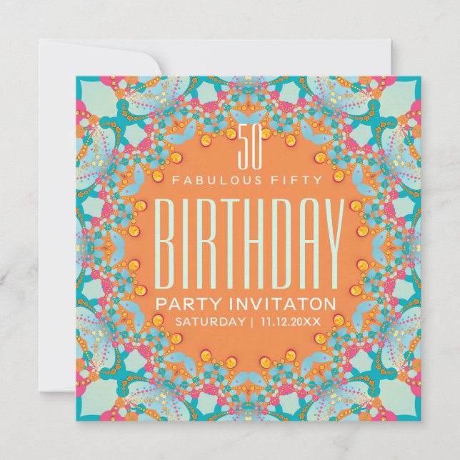50 invitaciones de cumpleaños mágicas bohemias (Anverso)