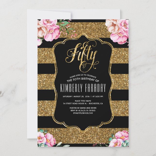 50 invitaciones para fiestas de cumpleaños - Glitt (Anverso)