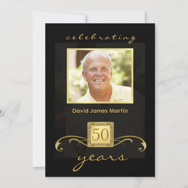 50 invitaciones para fiestas de cumpleaños - Monog (Anverso)