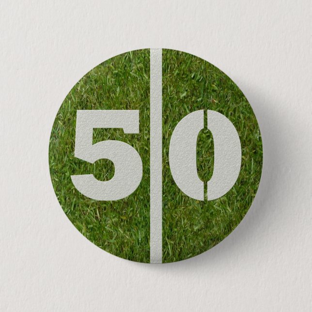 50.o Botón de la yarda del fútbol del cumpleaños (Anverso)