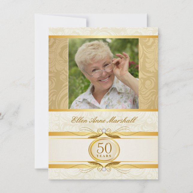 50.o cumpleaños - invitación de la foto del (Anverso)