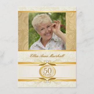 50.o cumpleaños - invitación de la foto del
