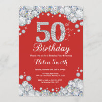 50.o Diamante rojo y de plata de la invitación del