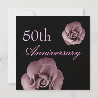 50.o Invitación del aniversario - rosas ROSADOS DE